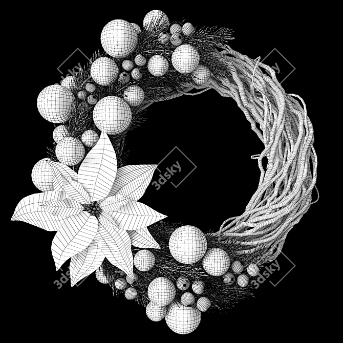 Festive Christmas Wreath 3D model image 5