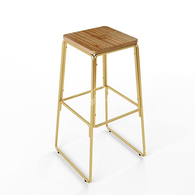 Modern Square Barstool: Meraki 3D model image 4