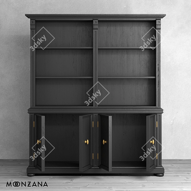 Classic Oak Library Bookcase 3D model image 3