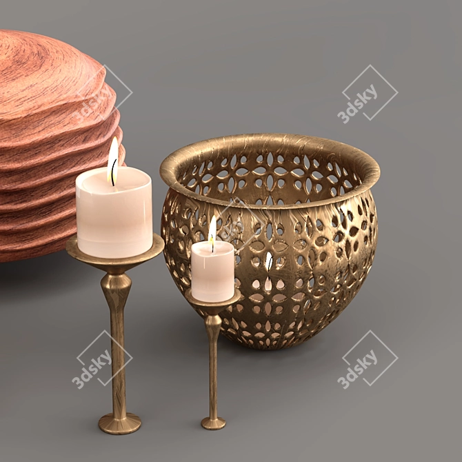 Elegant Pampas Flower Decor Set 3D model image 2