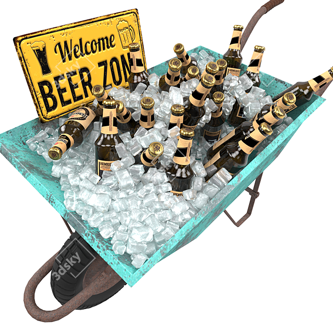 BeerBarrow: Fun and Functional Beer-Carrying Wheelbarrow 3D model image 2