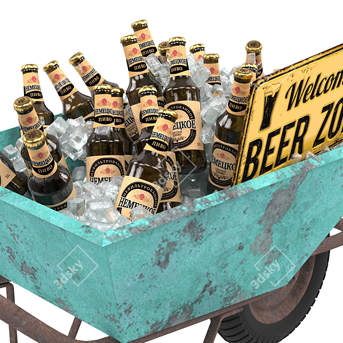 BeerBarrow: Fun and Functional Beer-Carrying Wheelbarrow 3D model image 3
