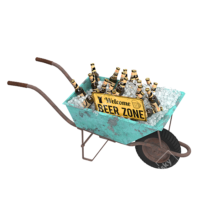 BeerBarrow: Fun and Functional Beer-Carrying Wheelbarrow 3D model image 4