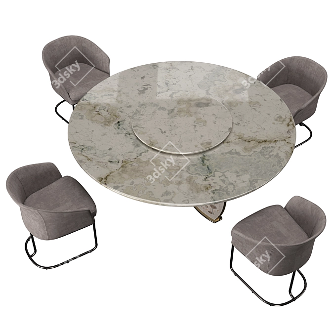 Lotus Lily Dining: Elegant Leather Table & Chair Set 3D model image 4