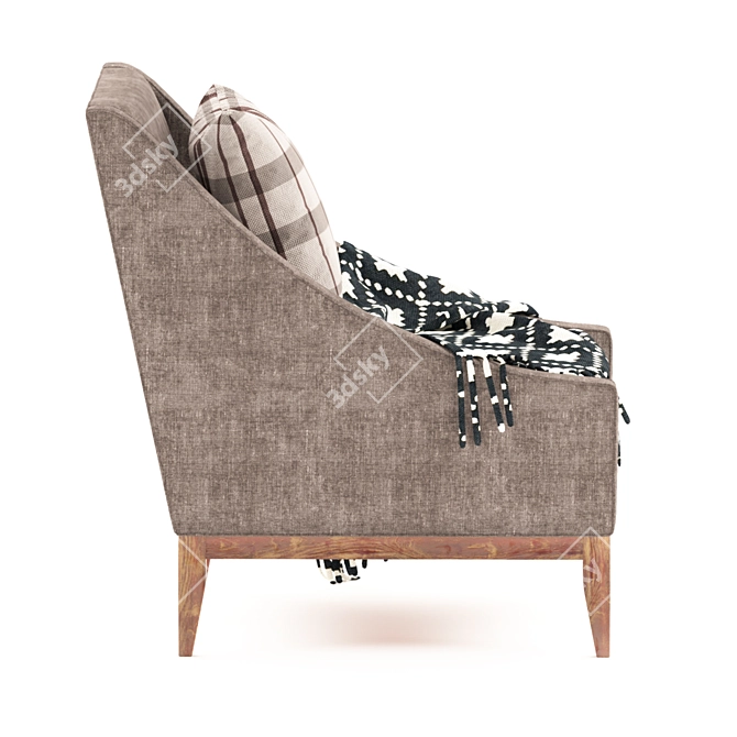 Contemporary Fabric Lounge Chair 3D model image 3