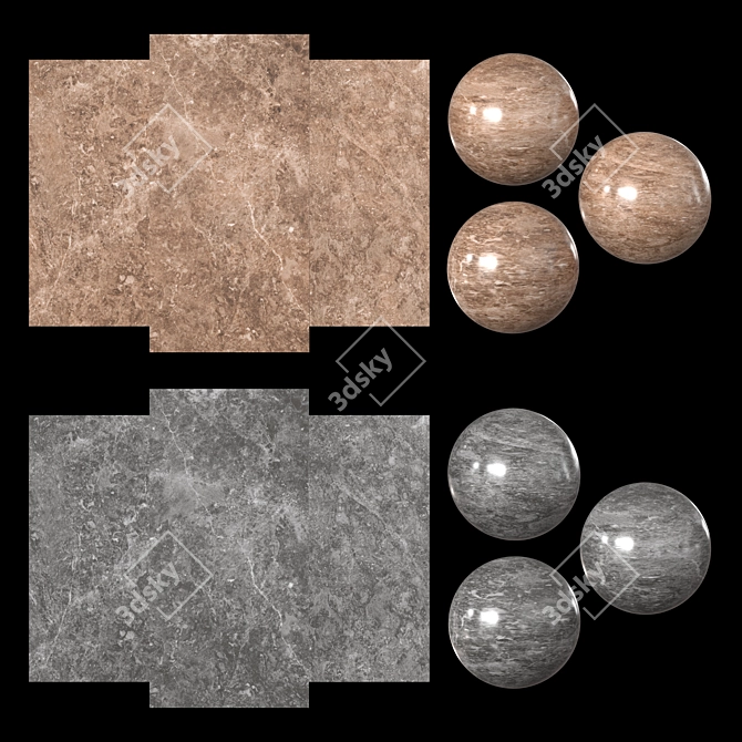 Title: 1200 x 2400 mm Gray and Brown Marble 3D model image 1