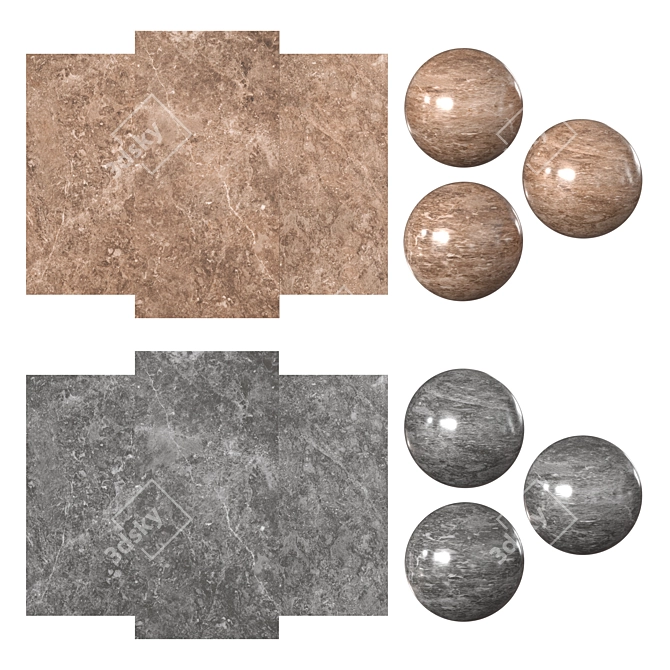 Title: 1200 x 2400 mm Gray and Brown Marble 3D model image 2