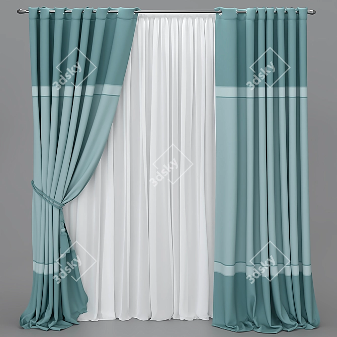 Title: Versatile Curtain Set with Color Transitions 3D model image 4