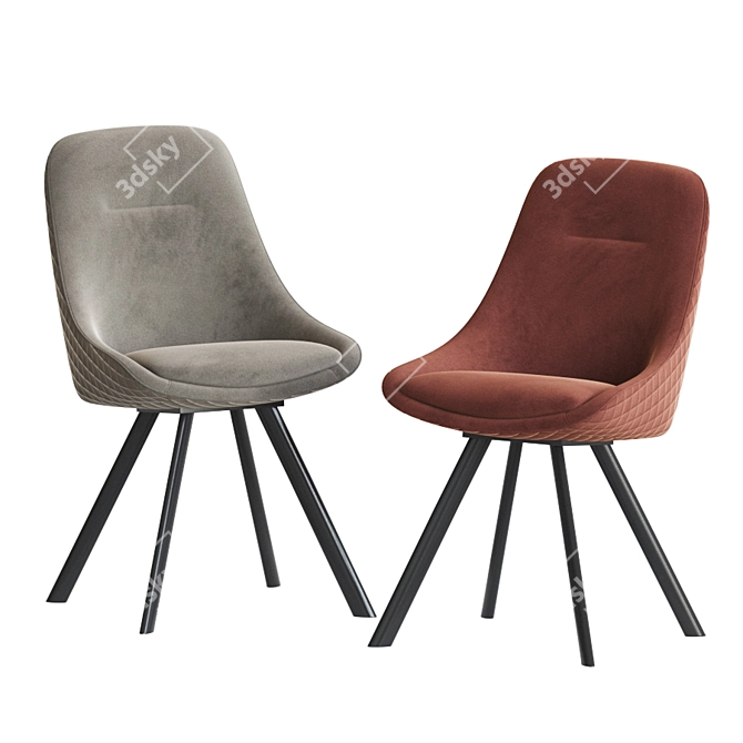 Luxurious Velvet Swivel Dining Chair 3D model image 3