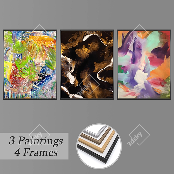 Elegant Wall Art Set with Versatile Frames 3D model image 1