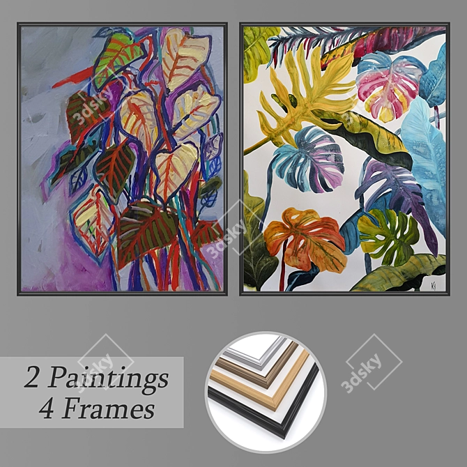 Gallery Collection: 2 Paintings & 4 Frame Options 3D model image 1