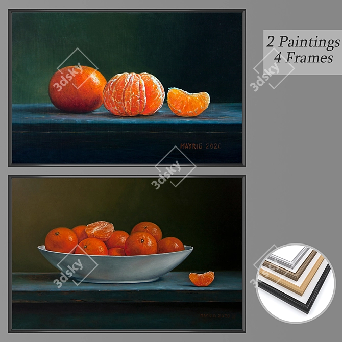 Modern Artistry Wall Paintings Set 3D model image 1