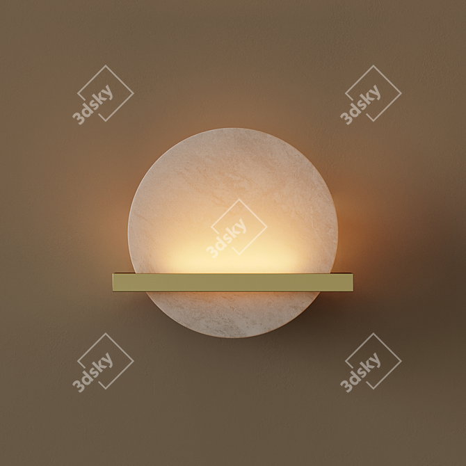 RIKEN LED Wall Lamp: Elegant Marble Disc 3D model image 2