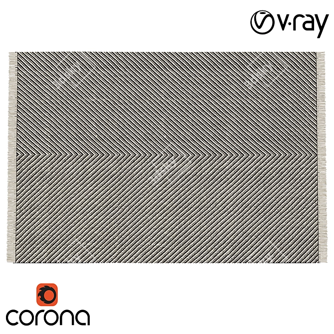 Modern Chevron Woven Rug: Wool Blend 3D model image 1