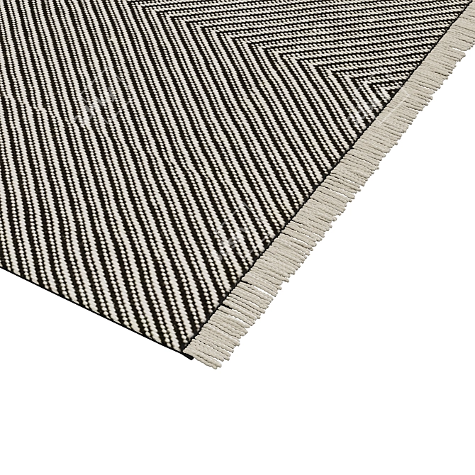 Modern Chevron Woven Rug: Wool Blend 3D model image 3