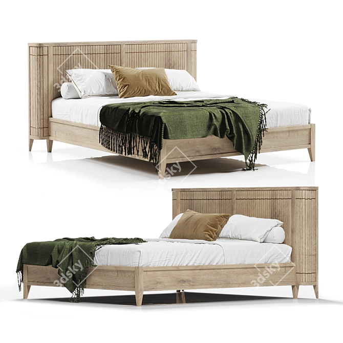 KOPPAR Wooden Bed: Stylish and Sturdy 3D model image 1