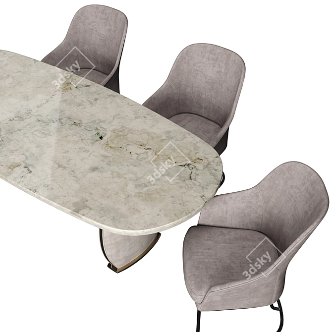 Lotus & Lily: Stylish Leather Dining 3D model image 2