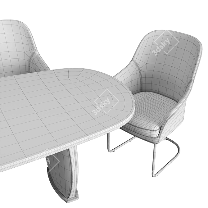 Lotus & Lily: Stylish Leather Dining 3D model image 5