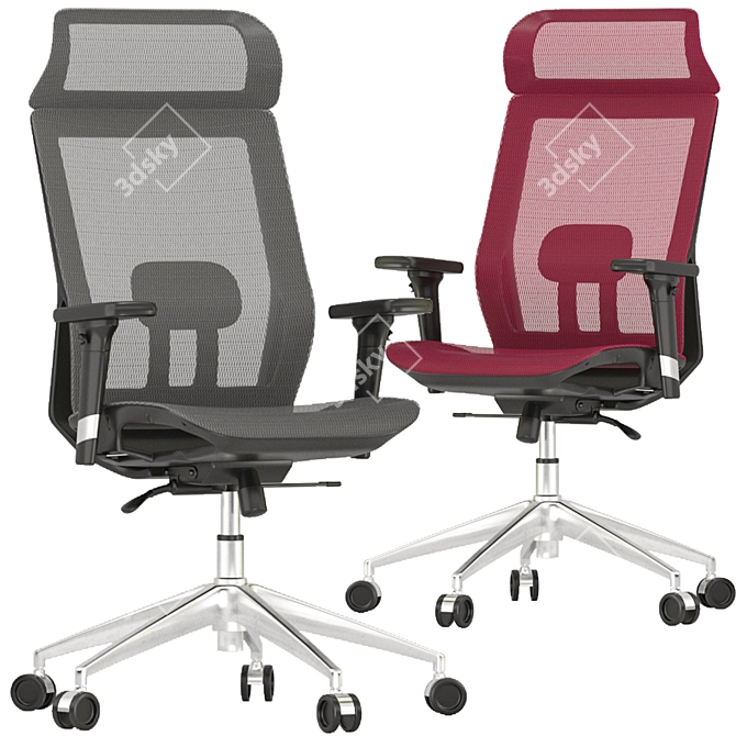 ErgoMesh Office Chair: Multicolor Netting, 3D Design 3D model image 4