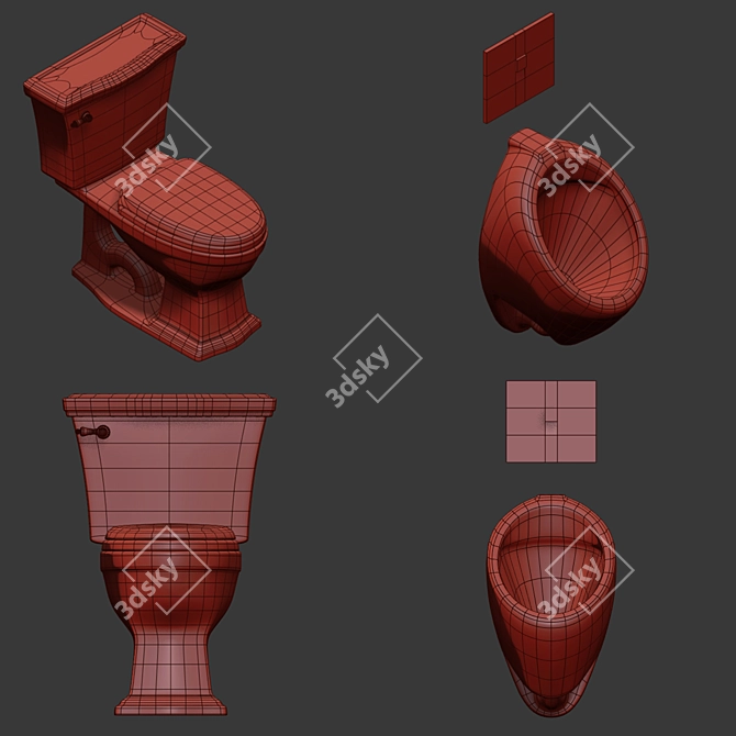 TOTO UT105UV(G) Male Urinal: Compact, Vitreous China 3D model image 4