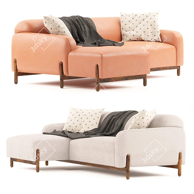 Elegant Moln Chaise Sofa 3D model image 2