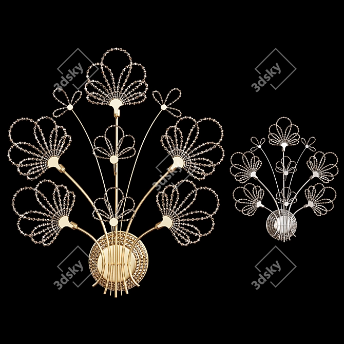 Golden Butterfly Crystal Wall Light 3D model image 1