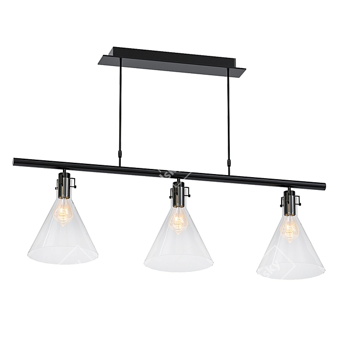 Industrial Glass Pendant Lamp 3D model image 1