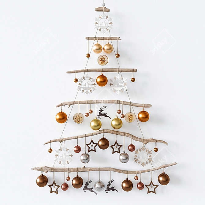 Wall-Mounted Christmas Tree 3D model image 1