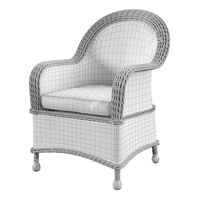 Rustic Rattan Armchair: Elegant Essential 3D model image 3