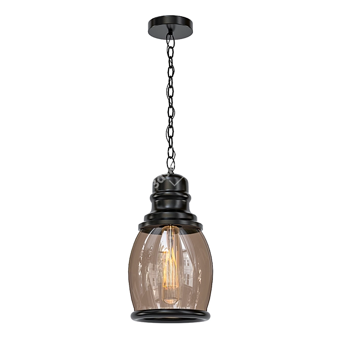 Industrial Amber Glass Pendant Lights 3D model image 1