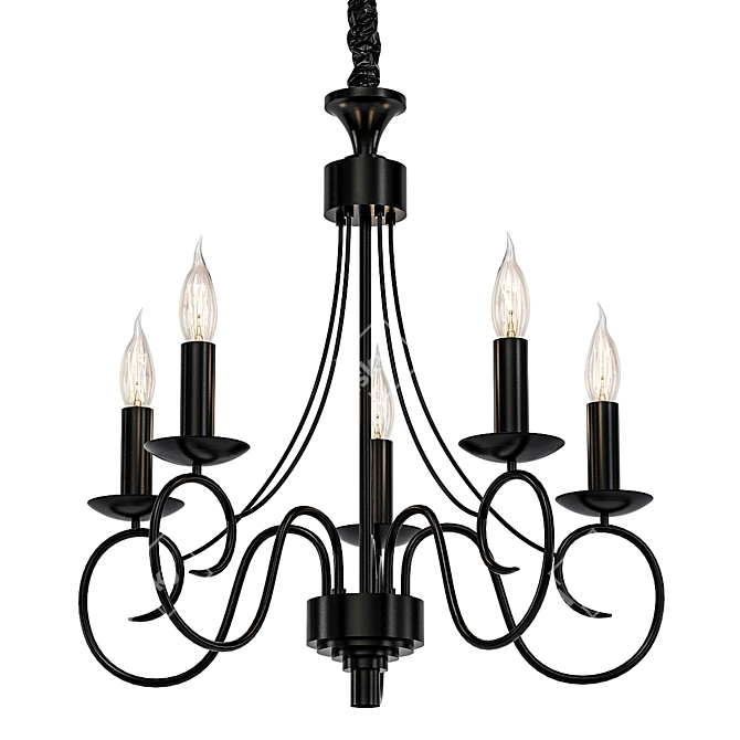 Elegant Gold Black Chandelier 3D model image 1