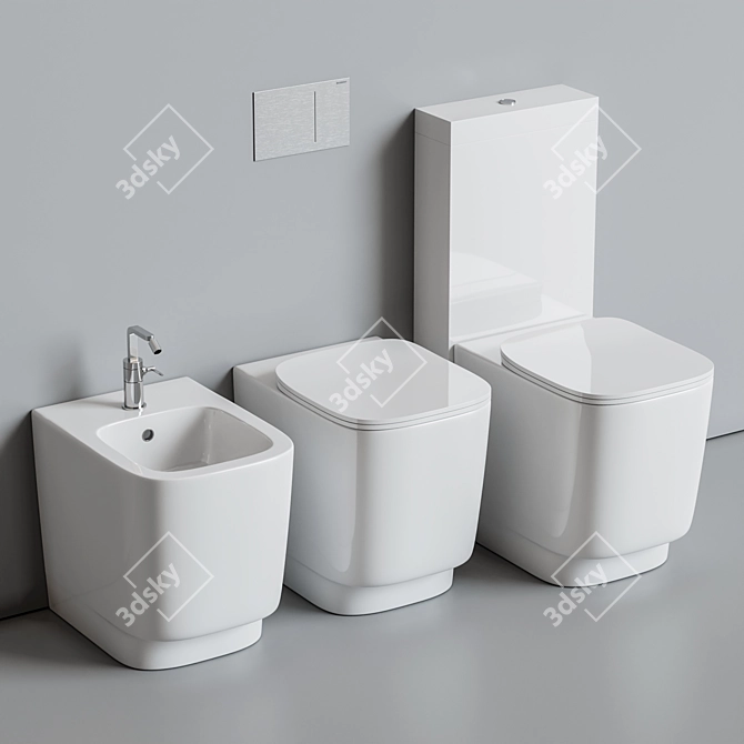 Hatria Fusion 48: Stylish Ceramic Toilet 3D model image 1