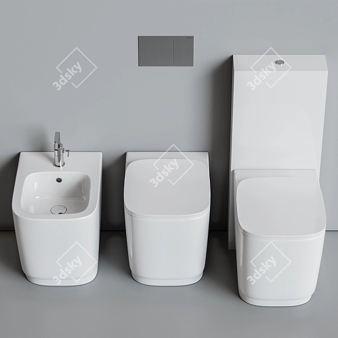 Hatria Fusion 48: Stylish Ceramic Toilet 3D model image 2