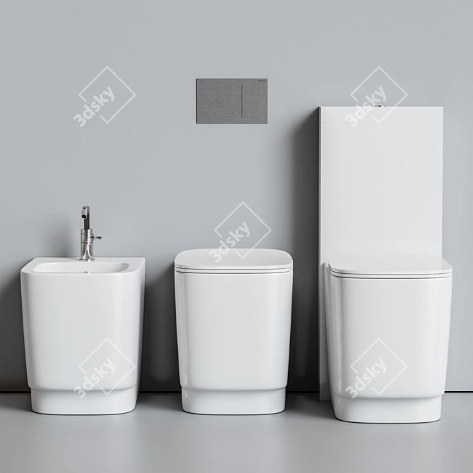 Hatria Fusion 48: Stylish Ceramic Toilet 3D model image 3