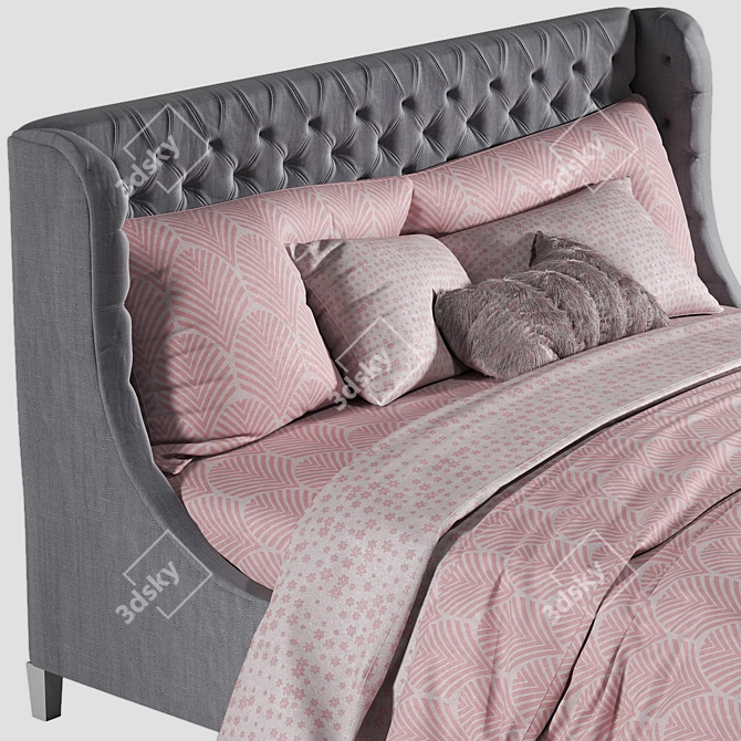 Luxury Devyn Tufted Wing Bed 3D model image 3
