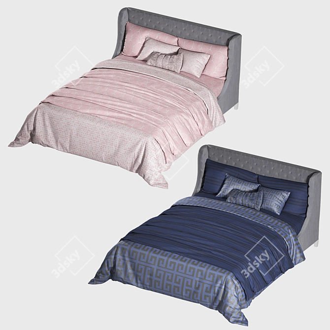 Luxury Devyn Tufted Wing Bed 3D model image 5