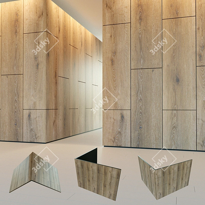 Title: Wooden 3D Corner Panel 3D model image 1