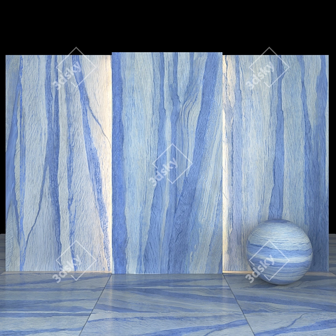 Blue Quartzite Glossy Texture Slabs 3D model image 1