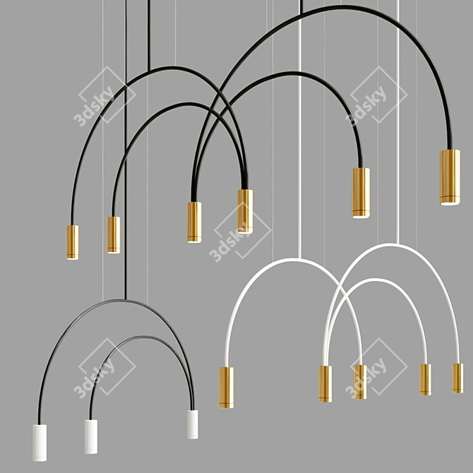 Modern Metal Suspension Lights 3D model image 1