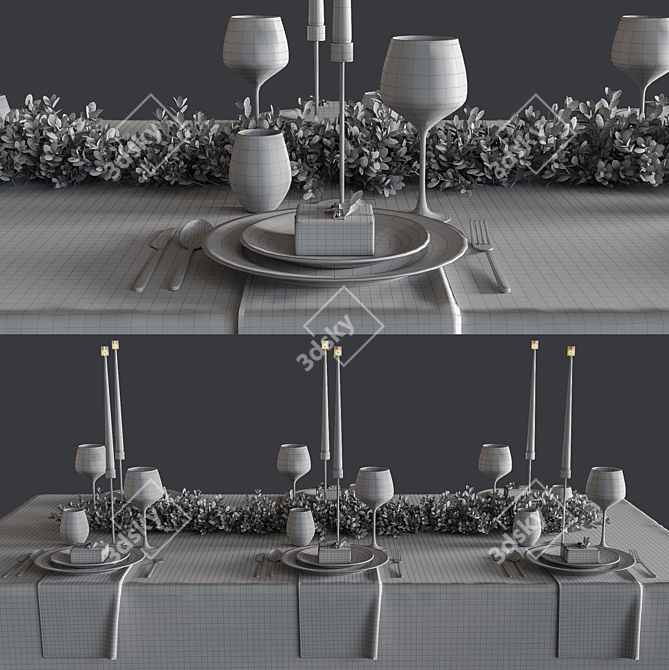 Modern Table Set: Multi-sub Material, UVW-Mapped, Corona/V-Ray Compatible 3D model image 4