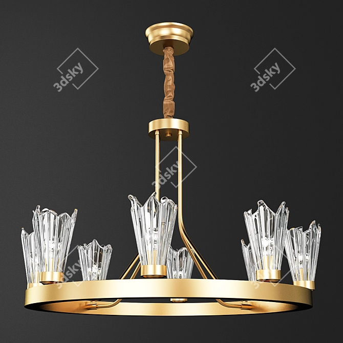 Elegant Brass Chandelier 3D model image 1