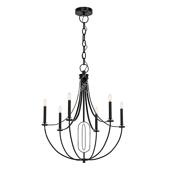 Elegant 6-Light Elk Chandelier 3D model image 1