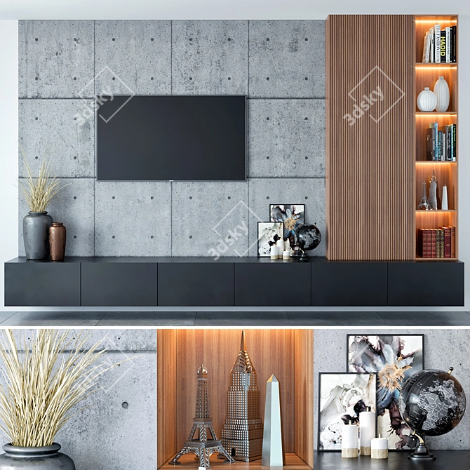 Sleek TV Unit with Impressive Dimensions 3D model image 2