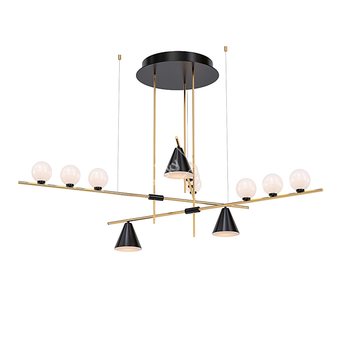 Modern Glass and Metal Hanging Pendant Light 3D model image 1