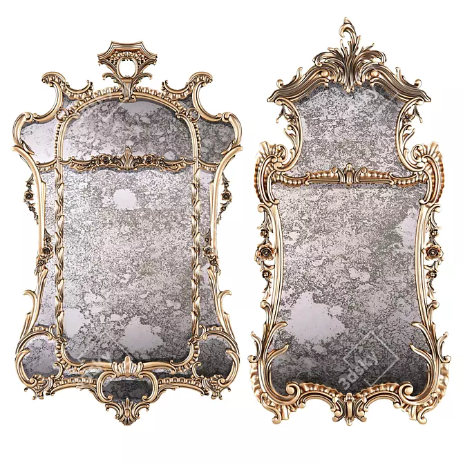 Elegant Duo: George 2 Mirror Set 3D model image 2