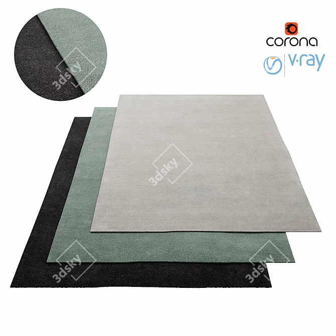 Premium Wool Rug: Elegant Gray 3D model image 1