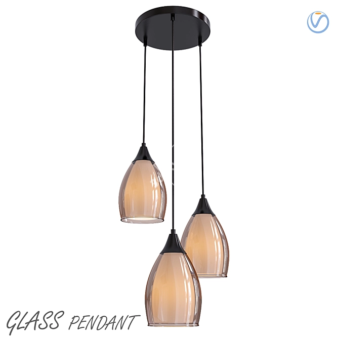 Chic Glass Pendant Light 3D model image 2