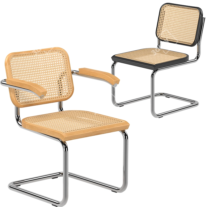 Modern Wicker Cesca Chair 3D model image 2