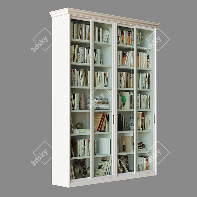 Sliding Door Bookcase (Library) 3D model image 2
