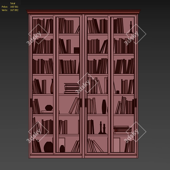 Sliding Door Bookcase (Library) 3D model image 4